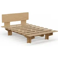 Blumfeldt Nordicaura dubbele Bedombouw - 140 X 200 cm - Robuust - Zonder gereedschap - Eucalyptushout - Berging - Eik