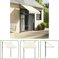 The Living Store Luifel - Zonwering - Luifel uittrekbaar 150x150 cm stof en staal crèmekleurig - Buitenuitrusting - Terrasdecoratie - Tuinaccessoires