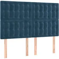 vidaXL Hoofdbord donkerblauw 144x5x118/128 cm fluweel