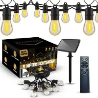 Homezie Lichtsnoer op zonne-energie | 9 meter met 10 LED lampen | IP65 Waterdicht | Met afstandsbediening | Solar tuinverlichting