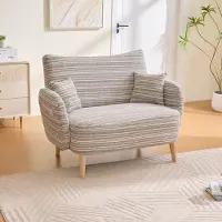STILVORA 2-Zitsbank 121 X 81,5 X 87 Cm - Comfortabele Zitdiepte Met Zijvakken - Voor Woonkamer Slaapkamer Kantoor - Bouclé - Khaki