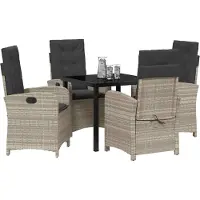 vidaXL Tuin Eettafel Set 5 st Lichtgrijs poly rattan