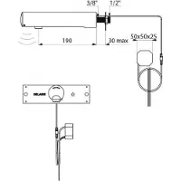 Delabie TEMPOMATIC 4 wastafel muurkraan M1/2 230/6V inb.aansl. L.190