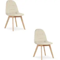 Leobert BORA Eetkamerstoelen – Set van 2 – Beige Velvet – Beukenhouten Poten – Comfortabele en Ergonomische Zitting – Scandinavisch Design – Voor Woonkamer, Keuken, Eetkamer en Slaapkamer