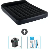 Intex Luchtbed - Twijfelaar - 137 x 191 x 25 cm - Donkerblauw - Inclusief Pomp en Reparatieset