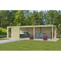 Fjordholz | Tuinhuis QBH2S 300x300 + Ext 600 | Hogedruk Geïmpregneerd Groen