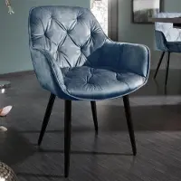 Riess Design stoel MILANO petrol fluweel met Chesterfield quilting - 41181