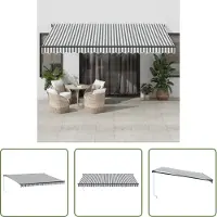 The Living Store Terrasdoek - Luifel - Luifel handmatig uittrekbaar 450x350 cm antraciet en wit - Buitenzonwering - Parasol - Zonnebescherming
