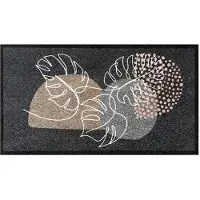 Vica International Deurmat Geometric Tropical Leaves Grijs - 66x120 cm