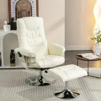 Sweiko Massagestoel - met Hocker - PU - Afstandsbediening - 5-puntsmassage - Beige