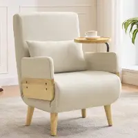 Sweiko Relaxfauteuil - Slaapfunctie - met Houten pallet - Slaapbank - Opklapbare stoel - Beige