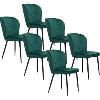 Sweiko Eetkamerstoelen (6-delig), groen, kussens stoelontwerp, met rugleuning, fluwelen metalen frame stoelen