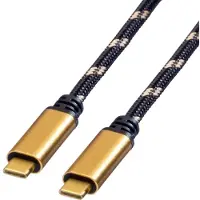 Roline GOLD USB4 Gen3x2 Kabel, C-C, M/M, 40Gbit/s, 100W, zwart / goud, 1 m