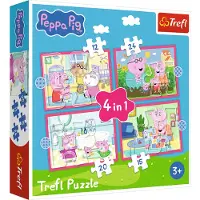 Trefl Puzzle 4w1 Świnka Peppa, Peppa uwielbia przygody - 4-in-1-puzzel Peppa Pig, Peppa houdt van avonturen