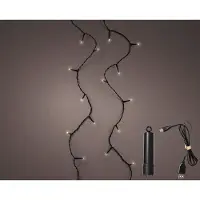 Lumineo Multifunctionele LED-lichtslingering, werkt op batterijen, 100 meerkleurige LED's, zwarte kabel, geschikt voor buitengebruik, lengte 7,4 meter