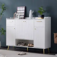 Sweiko Schoenenkast - 2 laden + 4 deuren - Metalen poten - Wit