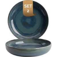 Palmer Bord diep Miami 22 cm Groen Stoneware 2 stuks