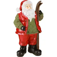 Viana Decoratiefiguur van de Kerstman met ski, geschilderd 14×10,5×24,5 cm