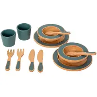 Mamamemo Serviesgoed - Hout - Smaragd Green - - OneSize - Speelgoedeten