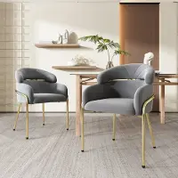 Sweiko Eetkamerstoel - Set van 2 - Metalen poten - Velvet - Grijs