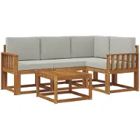 vidaXL Buiten bank set 5 st Naturel en lichtgrijs