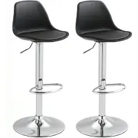 HOMCOM -Barhocker-Kunstleder-42L x 38B x 82-104H cm-Schwarz