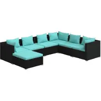 vidaXL 7-delige Loungeset met kussens poly rattan zwart