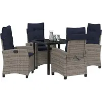 vidaXL Tuin Eettafel Set 5 st Grijs poly rattan