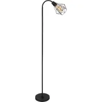 Globo Lighting vloerlamp, metaal, mat zwart, metalen gaas, mat zwart, voetpedaalschakelaar in de kabel, flexibele arm, afmetingen: 370x220x1750mm, kabellengte 1800mm, exclusief 1x E27 40W 230V lamp