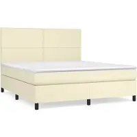 vidaXL Boxspring met matras kunstleer crèmekleurig 180x200 cm