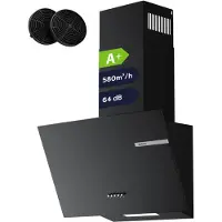 CIARRA VMB6765A - A+ 599 m³/u Schuine Afzuigkap 60 cm Wandkap met LED 3 Standen zwart