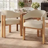STILVORA Eetkamerstoel Set Van 2 49 x 47 x 78 cm - Ergonomisch en Comfortabel - Voor Eetkamer en Woonkamer - Flanel Beige