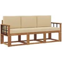 vidaXL Buiten bank set 3 st Natuurlijk en Beige