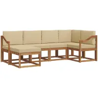 vidaXL Buiten bank set 6 st Natuurlijk en Beige