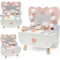 Mamabrum Houten Mini Kaptafel met LED-Verlichting „Vlinder” + Accessoires voor Kinderen