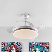 Schuller Valencia LED plafondventilator Vento wit/brons/rookkleurig Ø 100 cm stil Vento, dimbaar, alu / grijs / zink, Woon-/ Eetkamer, metaal, Modern