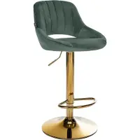 CLP Milet Barkruk - Met rugleuning - Verstelbaar - Velvet - Fluweel - goud/groen