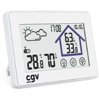 CGV MyMétéo-1BM, Wit, Binnenvochtigheidsmeter, Binnenthermometer, Buitenvochtigheidsmeter, Buitenthermometer, 100 meter, LCD-scherm, 11,9 cm (4,7 inch), DC/Batterij
