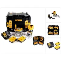 DeWalt DCW 604 P2 accu-combi-frees 18 V 55 mm + 2x accu's 5,0 Ah + 1x snellader + freesset 12-delig in TSTAK