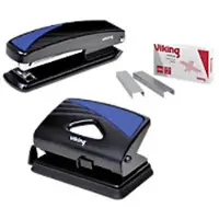 Viking Nietmachine Volledige strip 26/6, 24/6 Blauw, zwart 20 Vellen Metaal + Perforator 20 Vellen + 1000 Nietjes 24/6