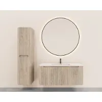 Wiesbaden Onderkast Sulora 120x48 cm Afgeronde Hoeken Geribbeld Met 1 Lade 1 Uitsparing Licht Eiken
