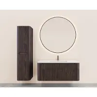 Wiesbaden Onderkast Sulora 120x48 cm Afgeronde Hoeken Geribbeld Met 1 Lade 1 Uitsparing Walnoot