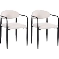 Beliani TANEVIK - Eetkamerstoel set van 2 - Lichtbeige - Polyester