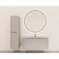 Wiesbaden Onderkast Sulora 120x48 cm Afgeronde Hoeken Geribbeld Met 1 Lade 1 Uitsparing Mat Beige