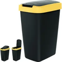 Prosperplast - Prullenbak / Afvalbak 12L - Zwart met geel frame