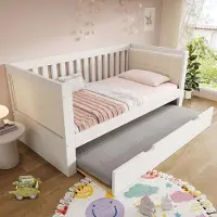 STILVORA Dagbed 90x190cm – Uitschuifbaar Onderschuifbed Met Lattenbodem – Ruimtebesparend Voor Logeerkamer – Hout – Zonder Matras – Wit