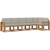 vidaXL Buiten bank set 6 st Naturel en lichtgrijs