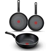 Tefal So Expert Pannenset 3-delig - Koekenpannen 24/28cm + Wokpan 28cm - Inductie - Anti-aanbaklaag - Aluminium - Zwart