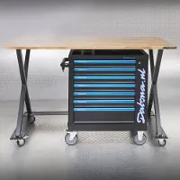 Datona Industriële werktafel 160 cm en gereedschapswagen