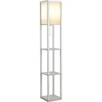 HOMCOM -Staande lamp-Hout-26x26x160cm-Wit